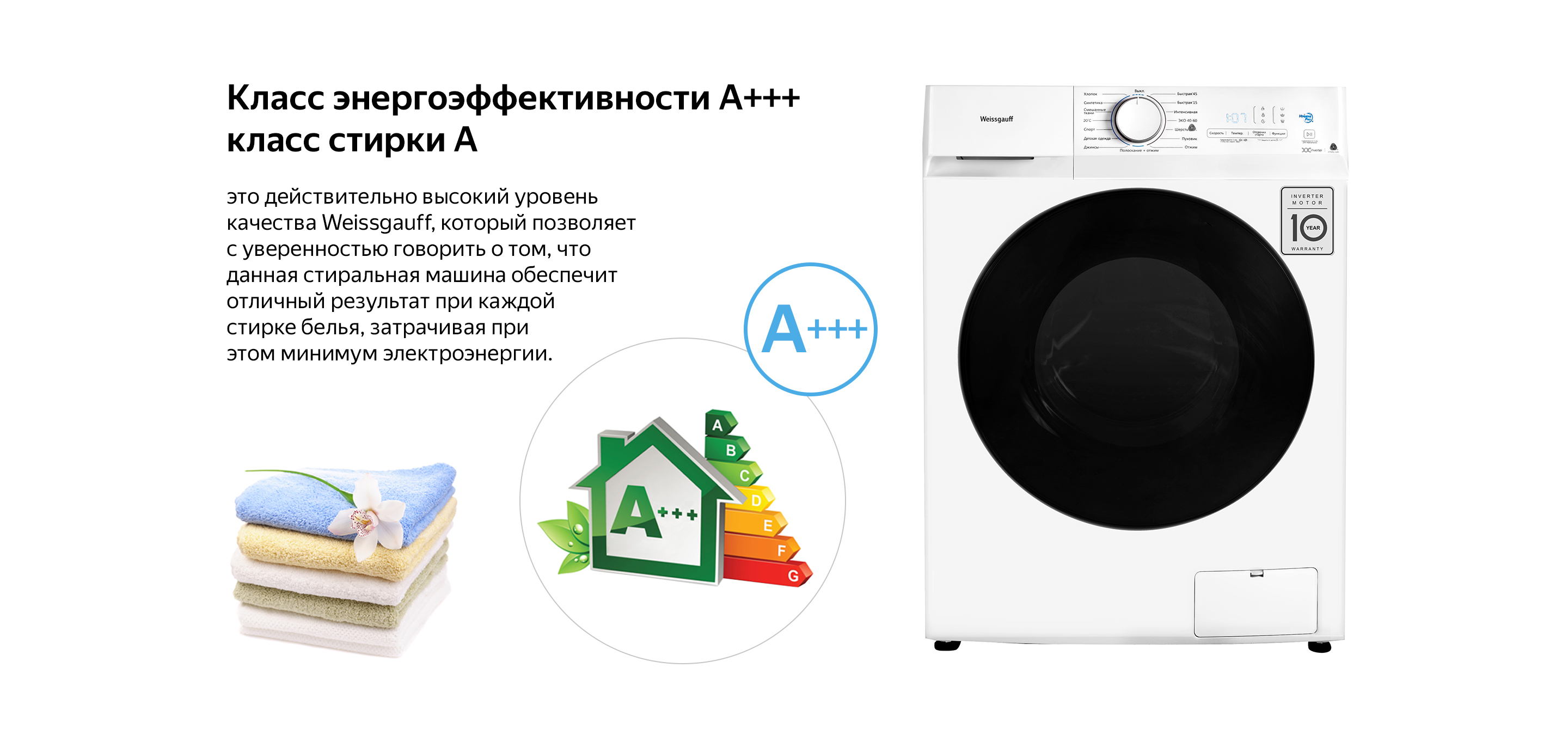 Стиральная машина Weissgauff WM 4748 DW Inverter купить в интернет-магазине  Азбука техники